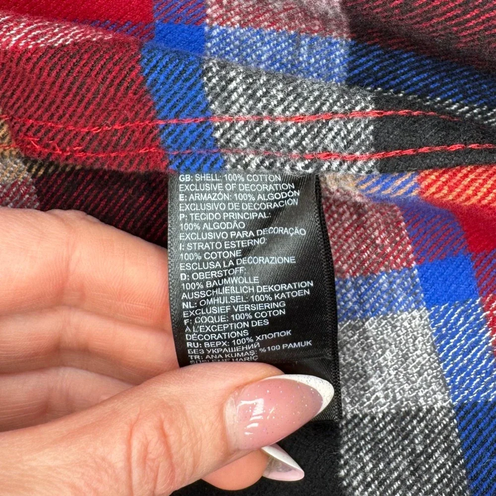 The North Face‎ Plaid Flannel Shirt Men's Medium Red Blue Black Cotton Button Up